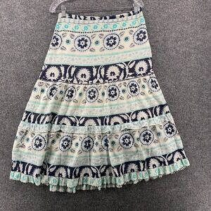 Ann Taylor Loft Skirt Size 6 Blue Patchwork Tiered Flowy Fairy Cottage 90s Boho